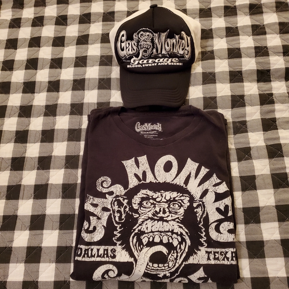 Gasmonkey Large Tee and One Size Trucker Hat